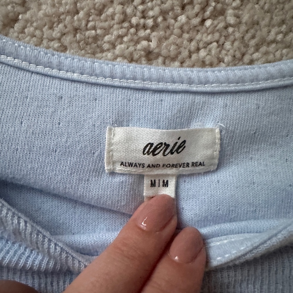 Light Blue Aerie Endless Summer Cropped Sweatshirt - Picture 6 of 7